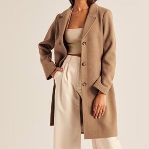 Abercrombie Wool-Blend Dad Coat - Camel - XS